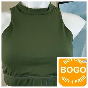 ILUS Sports Bra Women's Olive Green Crop Top style Size XL